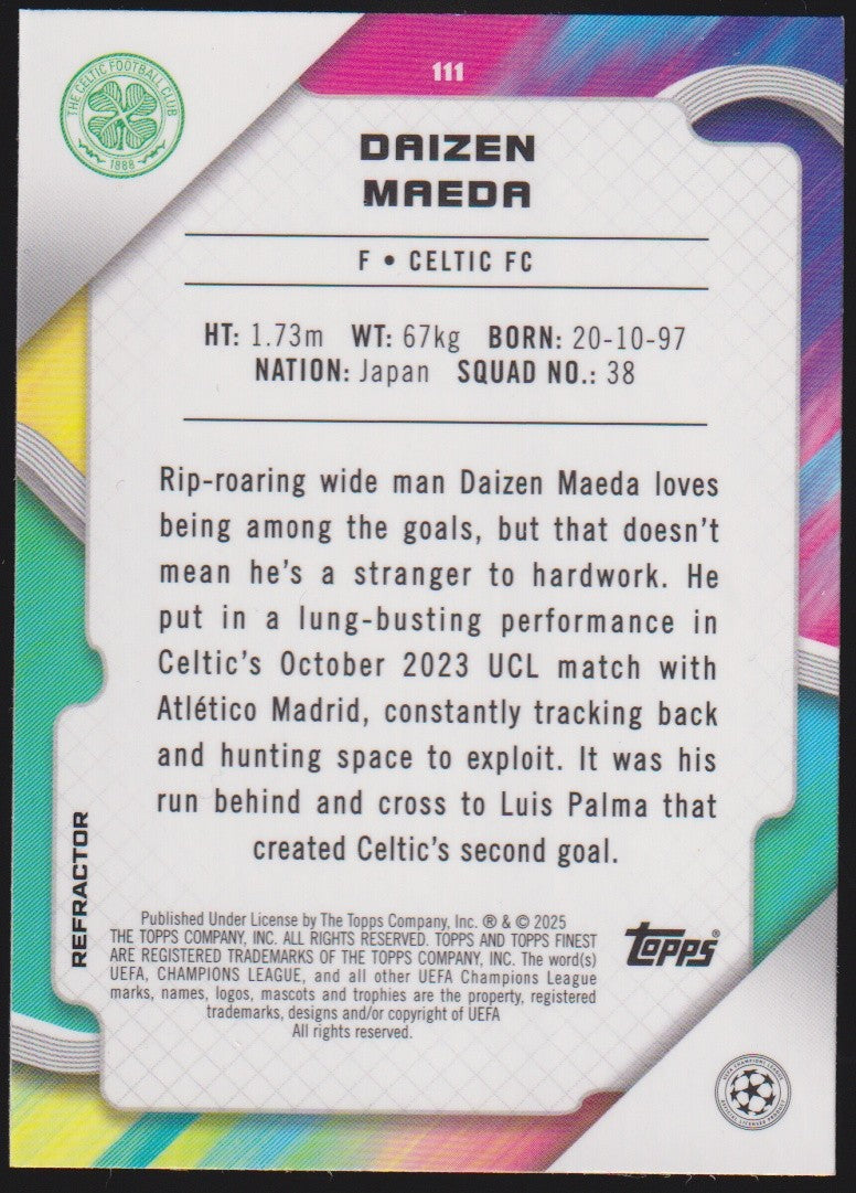 Topps Finest 2024-25 Daizen Maeda Celtic FC Parallel Refractor – Bild 2