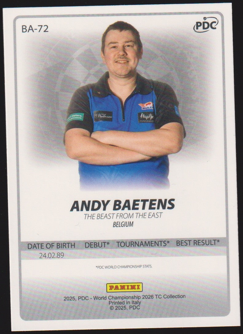 Panini PDC World Championship 2026 Andy Baetens Refractor Parallel – Bild 2
