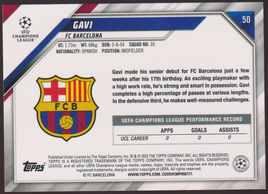 Topps 2021-22 Gavi Rookie FC Barcelona Parallel Rare – Bild 2