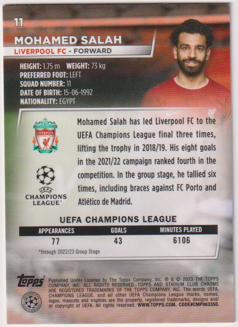 Topps Stadium Club Chrome 2022-23 Mohamed Salah Liverpool FC - Forward Parallel – Bild 2
