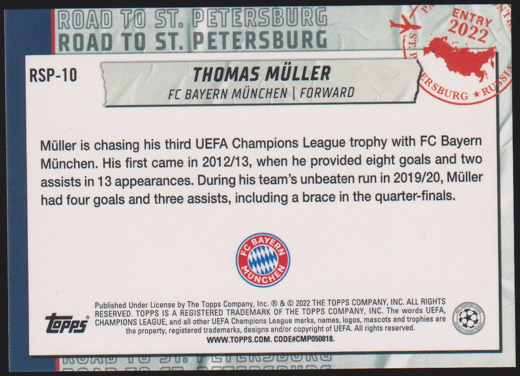 Topps Road to St. Petersburg 2021-22 Thomas Müller FC Bayern München Parallel – Bild 2