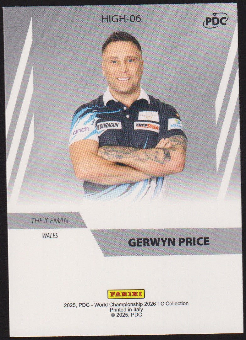 Panini PDC World Championship 2026 Gerwyn Price "The Iceman" Refractor Parallel – Bild 2