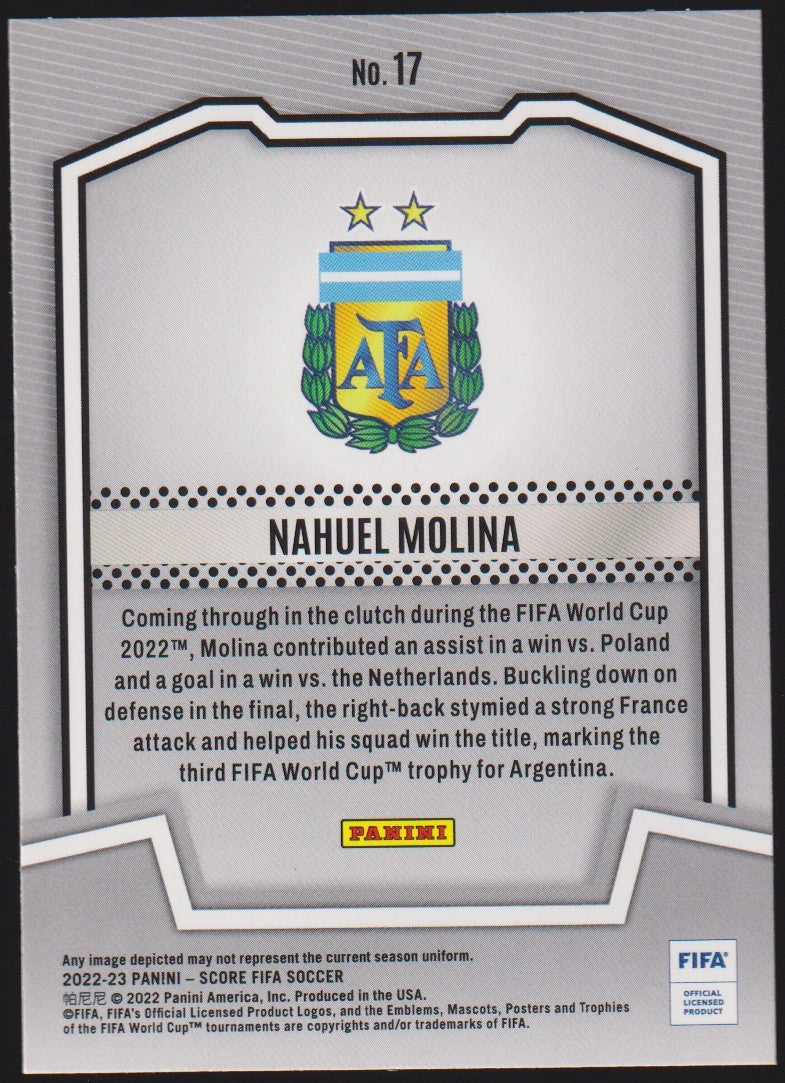 Panini Score Team 2021-22 Nahuel Molina Argentina Parallel Rare Nr. 17 – Bild 2