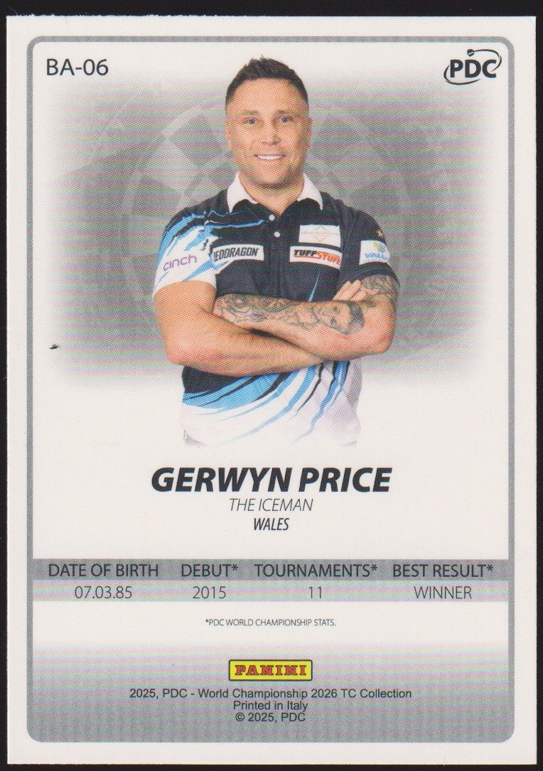 Panini PDC World Championship 2026 Gerwyn Price & The Iceman Refractor Parallel – Bild 2