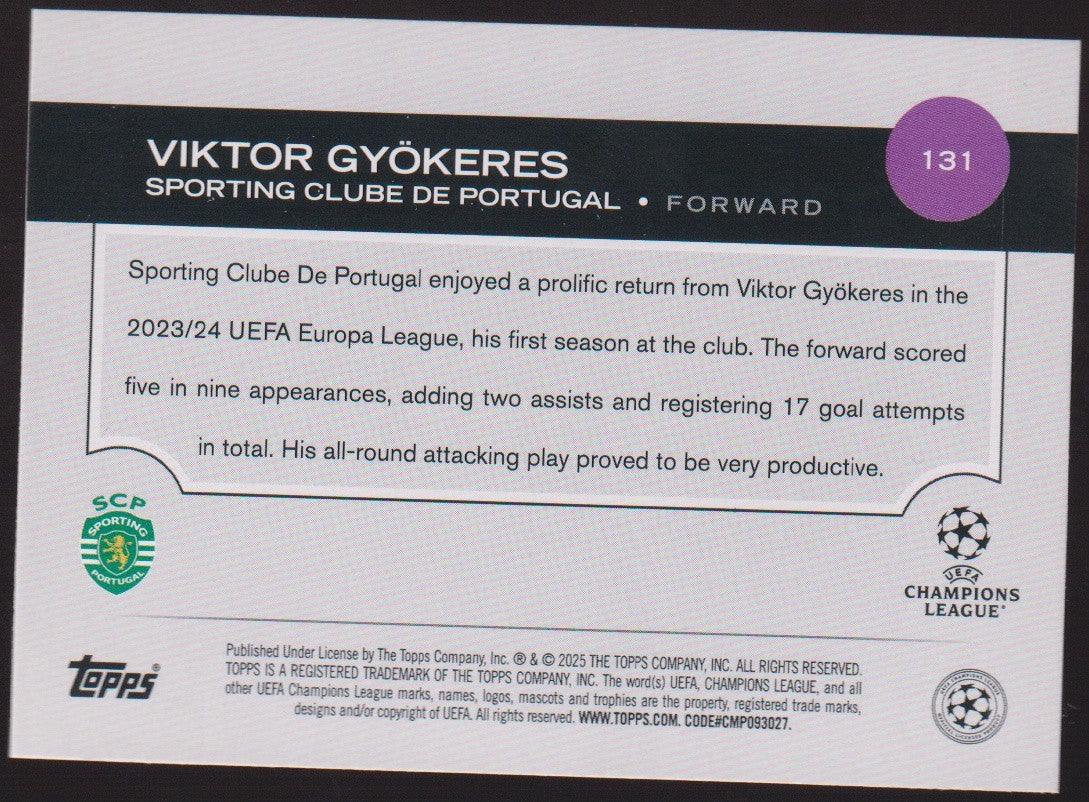Topps 2023-24 Viktor Gyökeres Rookie Sporting Clube de Portugal Champions League – Bild 2