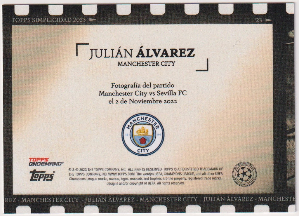 Topps On 2022-23 Julian Alvarez Rookie Manchester City Simplicidad Parallel – Bild 2