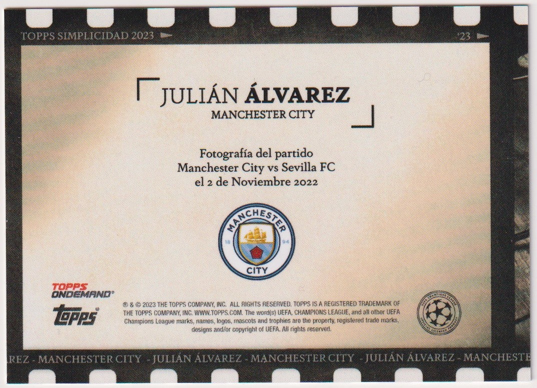 Topps On 2022-23 Julian Alvarez Rookie Manchester City Simplicidad Parallel – Bild 2