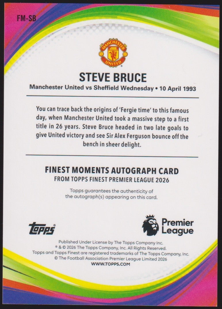 Topps Finest 2025-26 Steve Bruce Auto Manchester United Parallel 69/75 Refractor – Bild 2