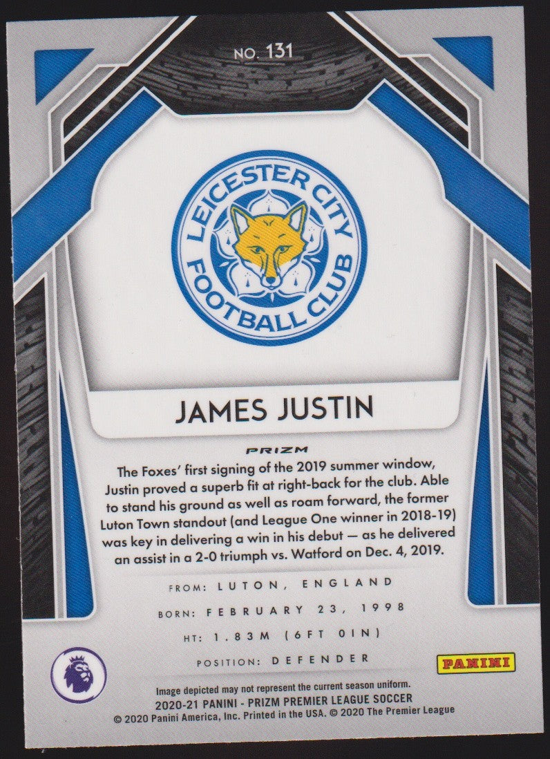 Panini PRIZM PREMIER LEAGUE 2019-20 James Justin Rookie Leicester Parallel Refra – Bild 2