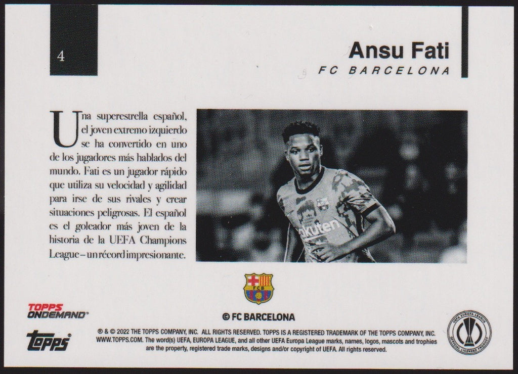 Topps On Demand 2021-22 Ansu Fati FC Barcelona UEFA Europa League Parallel Rare – Bild 2
