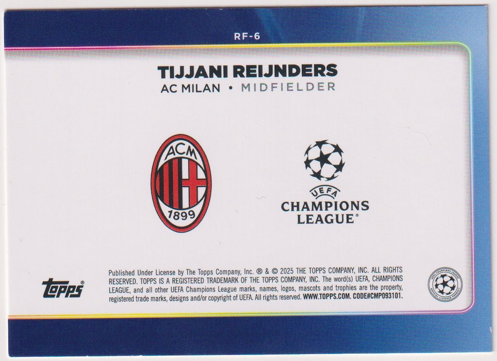 Topps Trophy 2024-25 Tiijani Reinders AC Milan UEFA Champions League Parallel – Bild 2