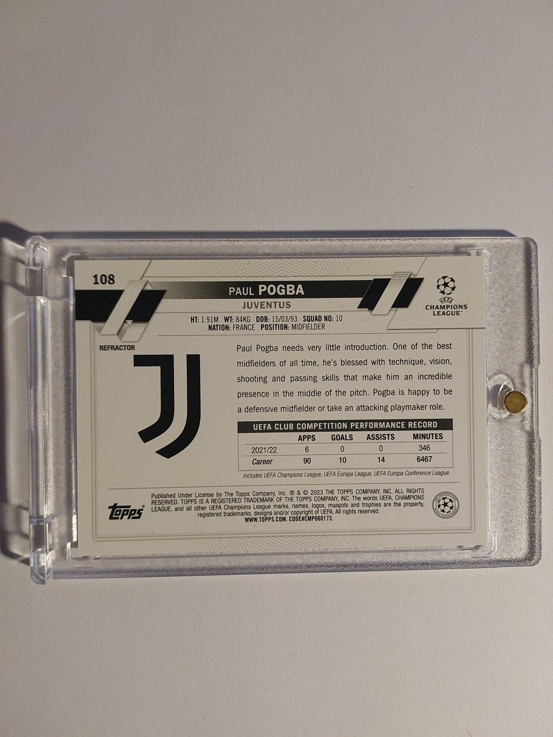 Topps UCC Chrome 2022-23 Paul Pogba Juventus Parallel Refractor Insert Rare Hit – Bild 2