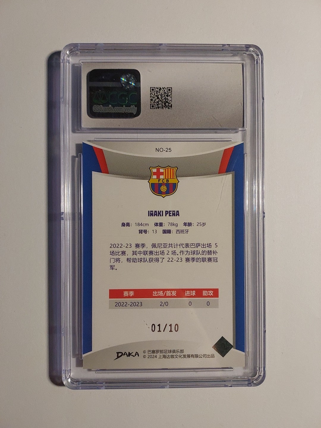 Daka Fc Barcelona 2023-24 Inaki Pena Holocene Parallel 1/10 Refractor CGC 9 PSA – Bild 2