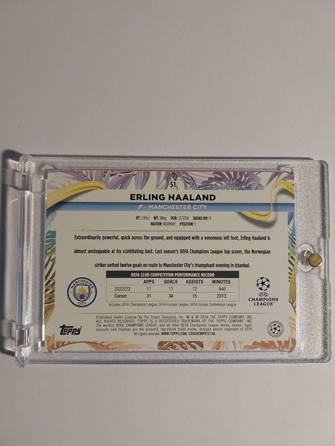 Topps UCC 2023-24 Erling Haaland Manchester City Parallel Refractor Insert Rare – Bild 2