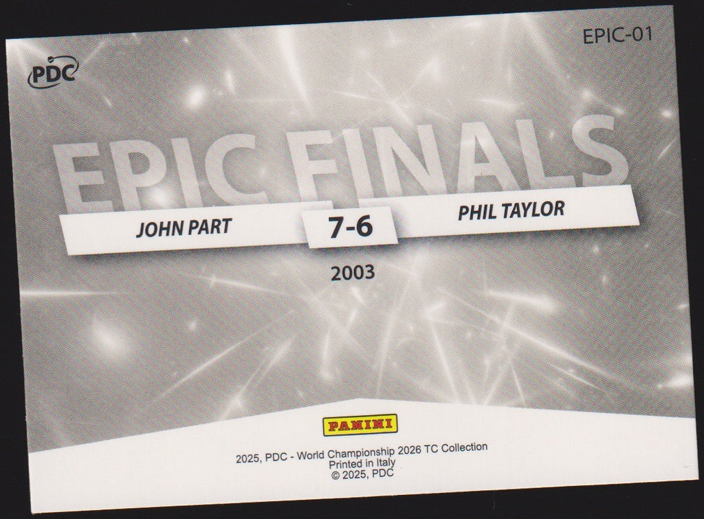 Panini PDC World Championship 2026 John Part & Phil Taylor Refractor Parallel – Bild 2