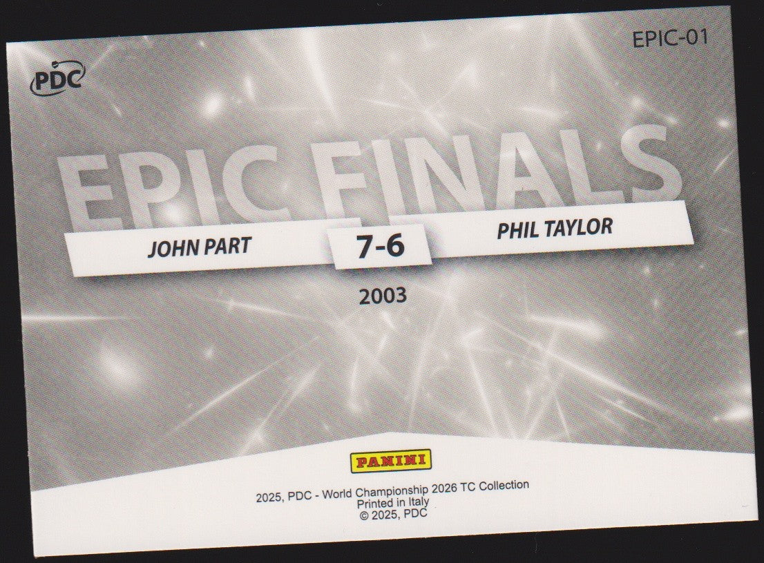 Panini PDC World Championship 2026 John Part & Phil Taylor Refractor Parallel – Bild 2