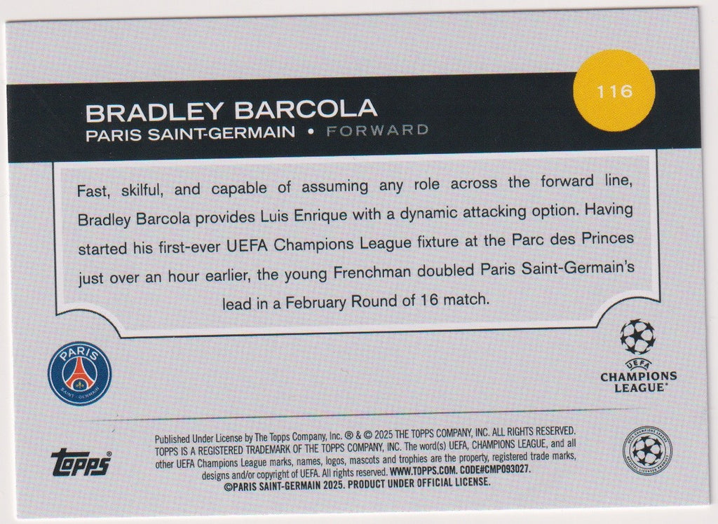 Topps Future Stars 2025-26 Bradley Barcola Rookie Paris Saint-Germain UEFA – Bild 2