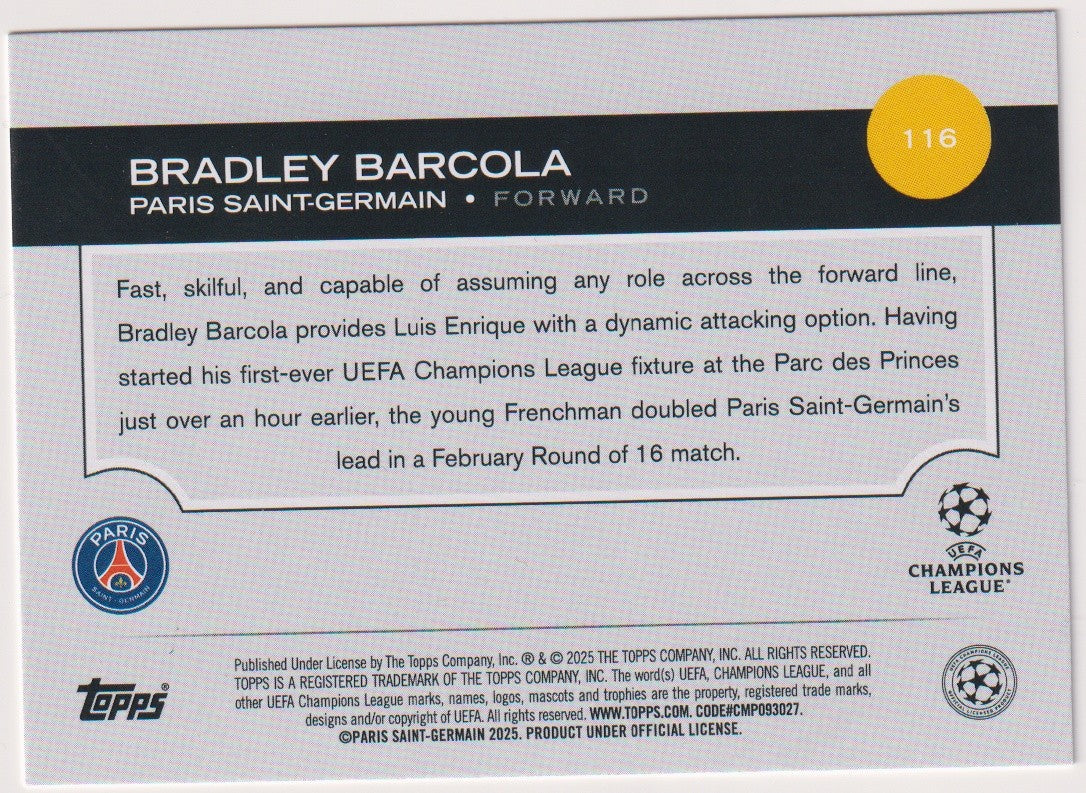 Topps Future Stars 2025-26 Bradley Barcola Rookie Paris Saint-Germain UEFA – Bild 2