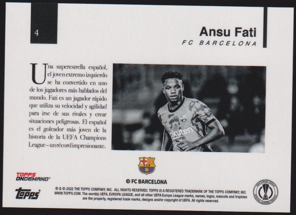 Topps On Demand 2021-22 Ansu Fati FC Barcelona UEFA Europa League Parallel Rare – Bild 2