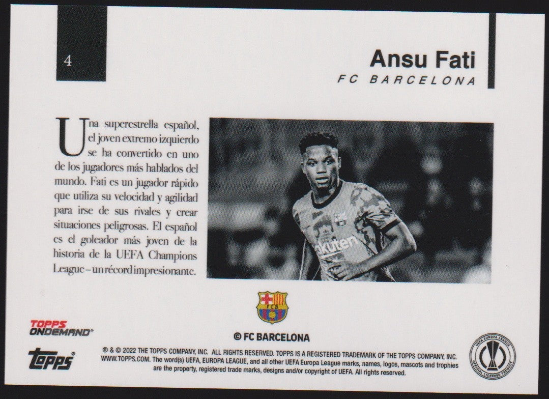 Topps On Demand 2021-22 Ansu Fati FC Barcelona UEFA Europa League Parallel Rare – Bild 2