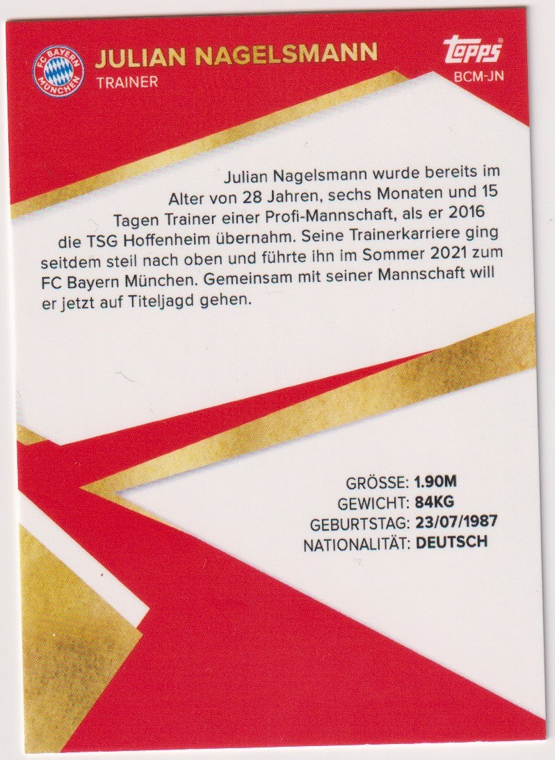 Topps Julian Nagelsmann FC Bayern München Parallel Rare – Bild 2