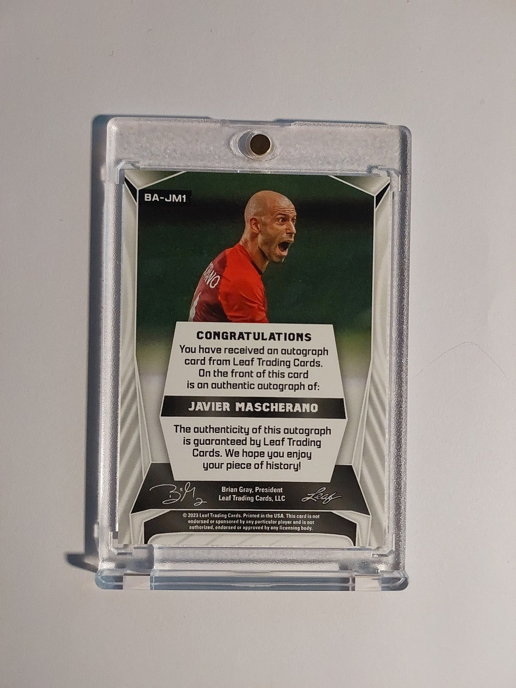 Leaf Trading Cards 2023 Javier Mascherano Argentinien Barcelona Auto Parallel – Bild 2