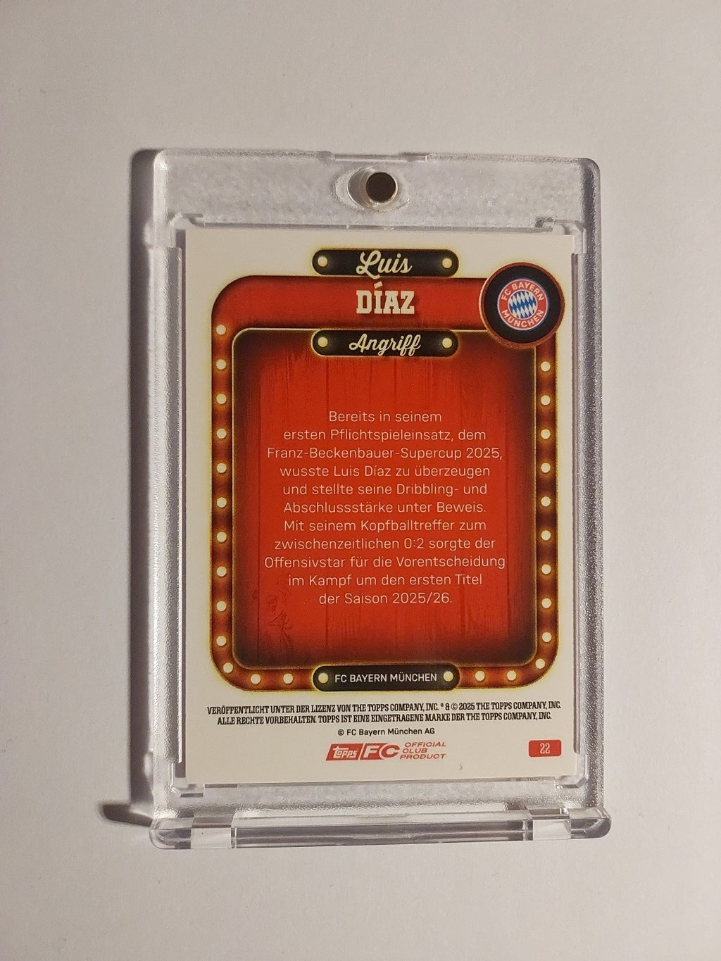 Topps Bayern München Tin Collector 2025-26 Luis Diaz Parallel 112/250 Rare Hit – Bild 2