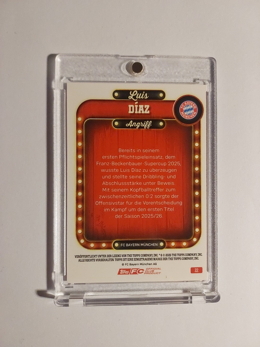 Topps Bayern München Tin Collector 2025-26 Luis Diaz Parallel 112/250 Rare Hit – Bild 2