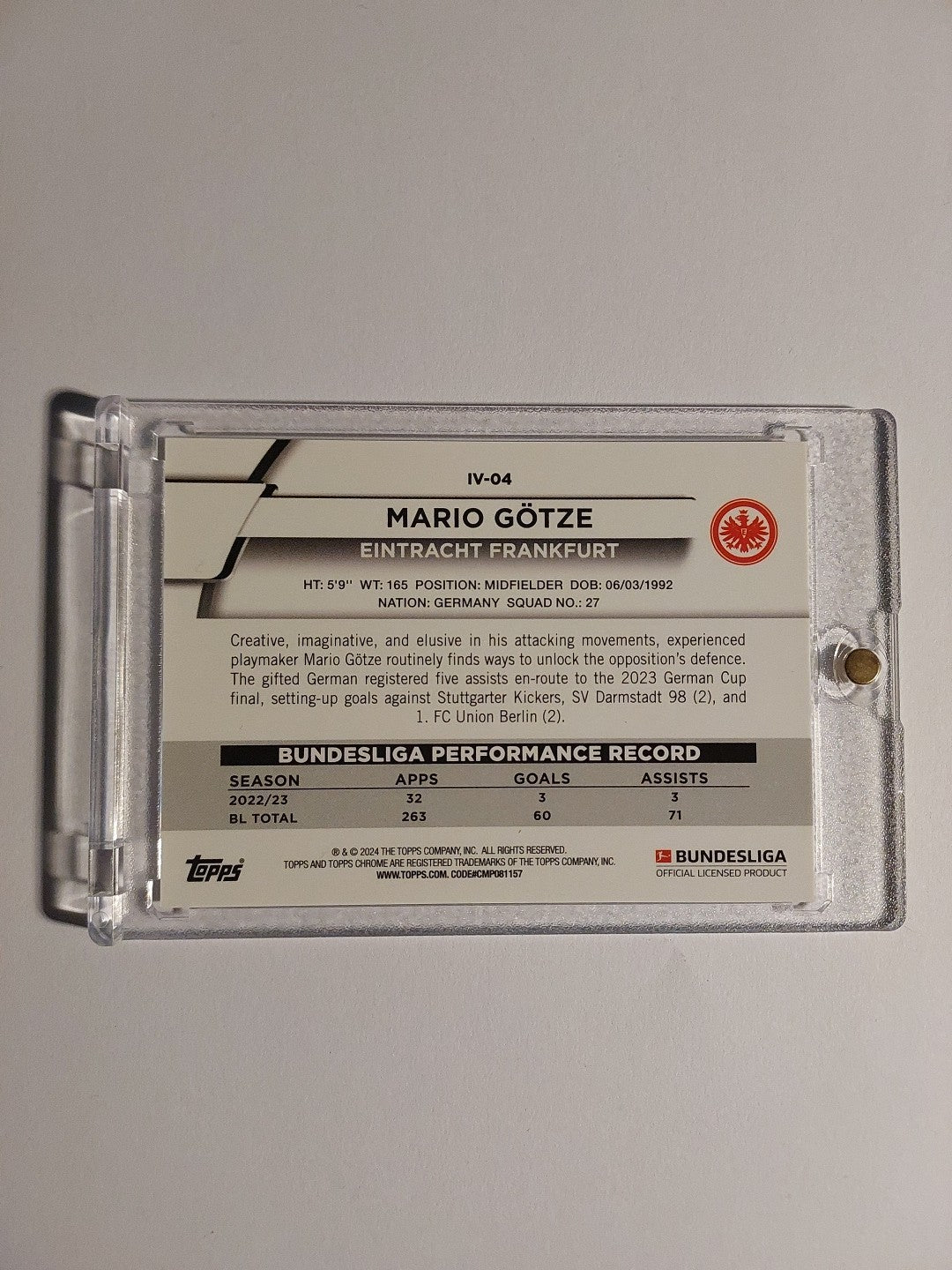 Topps Chrome Bundesliga 2023-24 Mario Götze Eintracht Parallel 45/75 Refractor – Bild 2