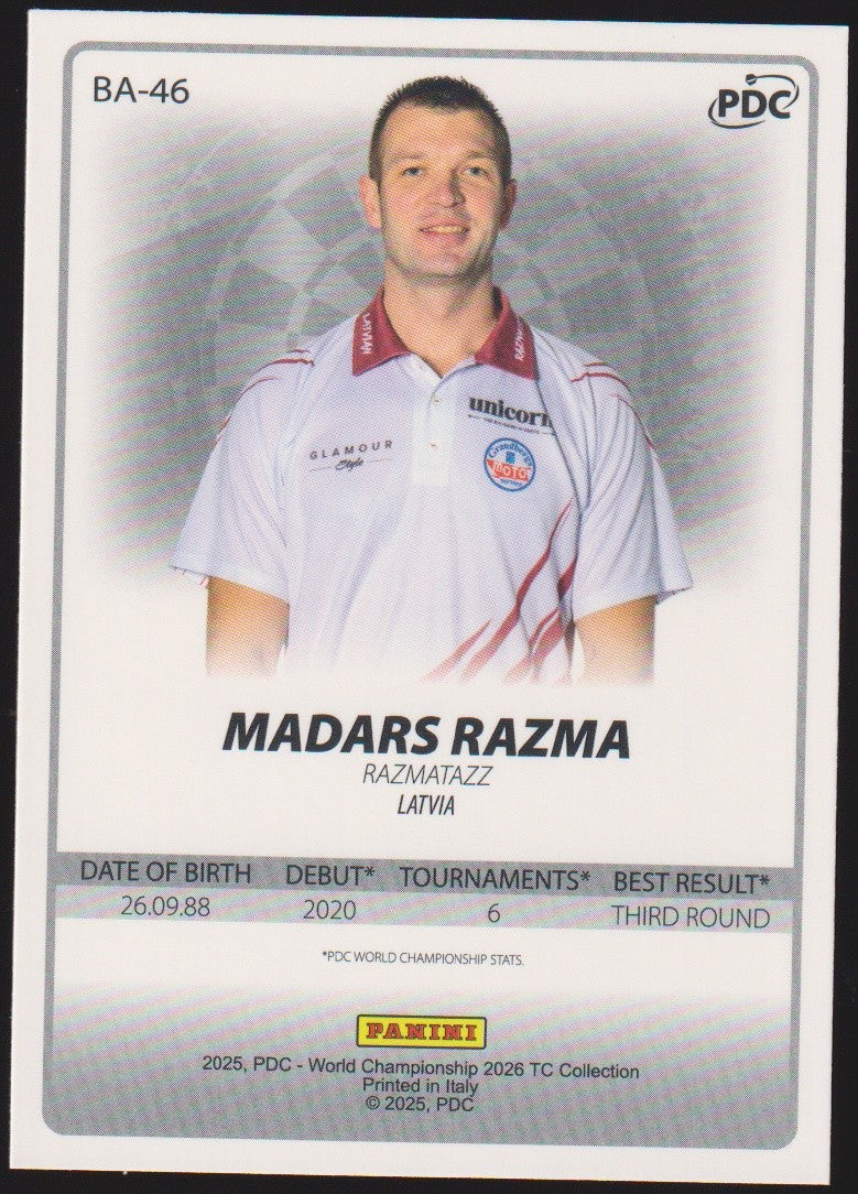 Panini PDC Championship 2026 Madars Razma "Razmatazz" Refractor Parallel – Bild 2
