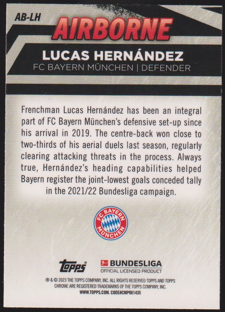 Topps Chrome 2022-23 Lucas Hernández FC Bayern München Parallel Rare – Bild 2