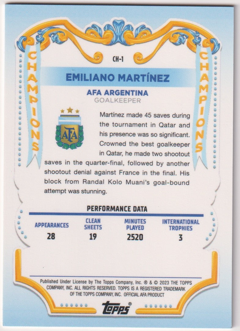 Topps Argentina Lineage 2022-23 Emiliano Martinez Champions Parallel – Bild 2