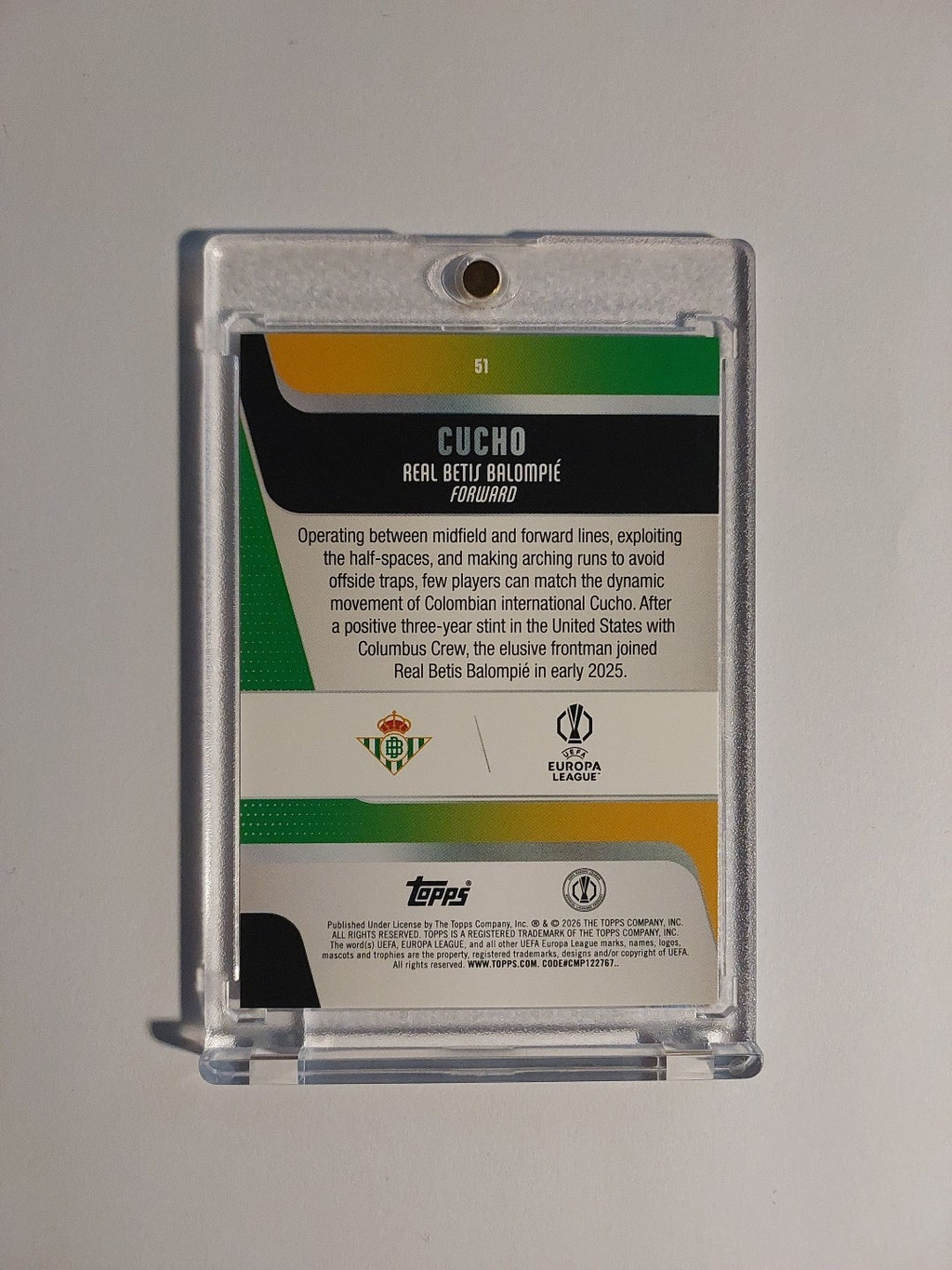 Topps UCC Flagship 2025-26 Cucho Real Betis Parallel 108/250 Refractor Rare Hit – Bild 2