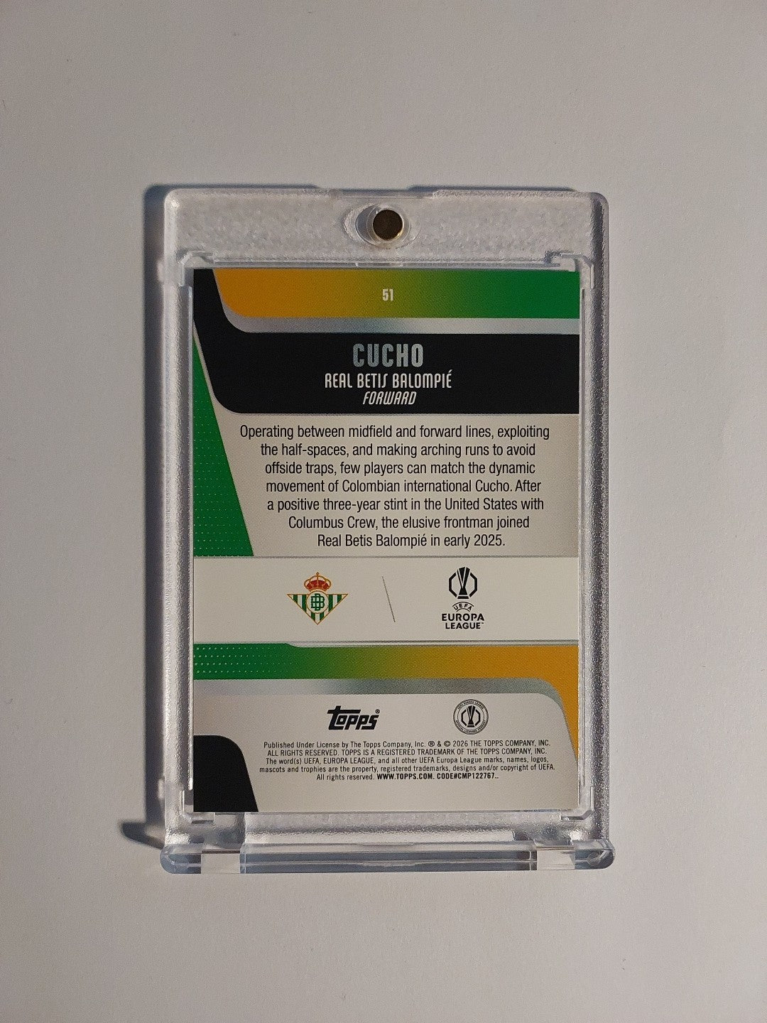 Topps UCC Flagship 2025-26 Cucho Real Betis Parallel 108/250 Refractor Rare Hit – Bild 2