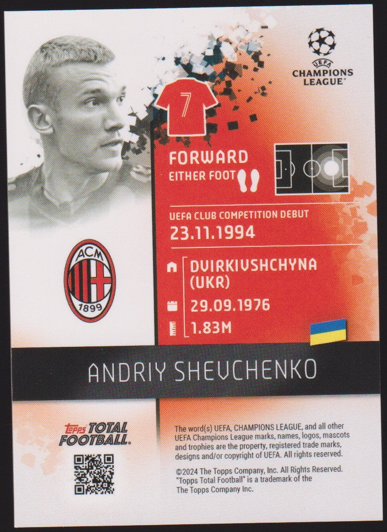 Topps 2023-24 Andriy Shevchenko AC Milan Total Football Parallel 29/75 – Bild 2
