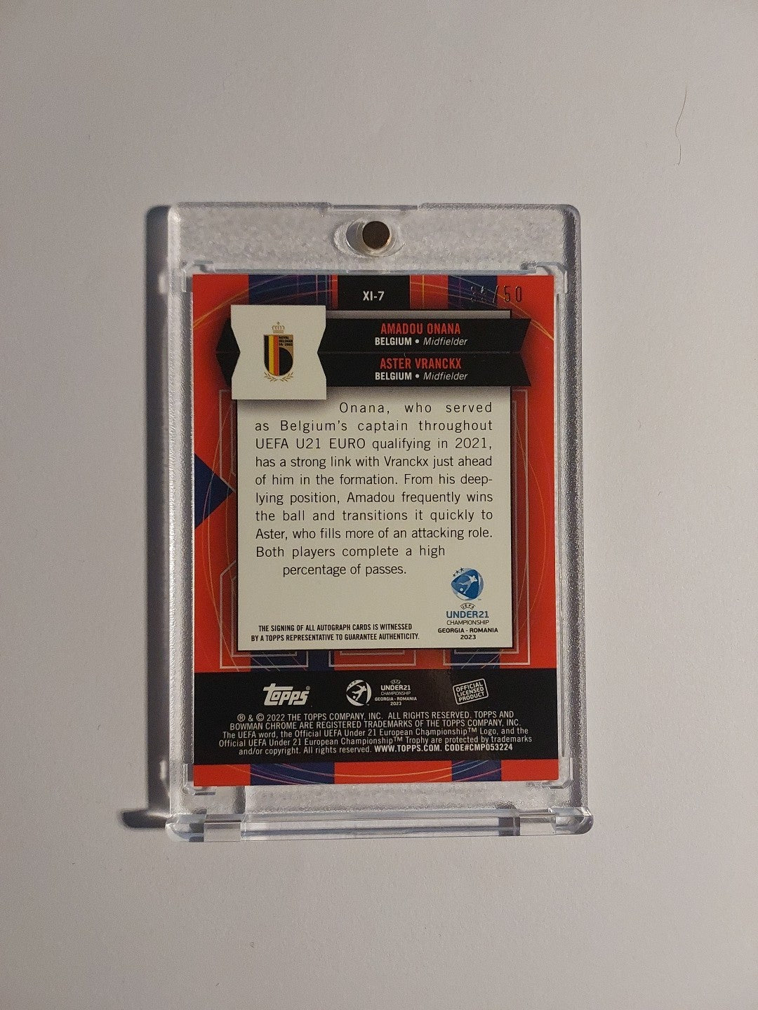 Topps Chrome U21 2022-23 Onana & Vranckx Dual Auto Belgien Parallel 33/50 Rare – Bild 2