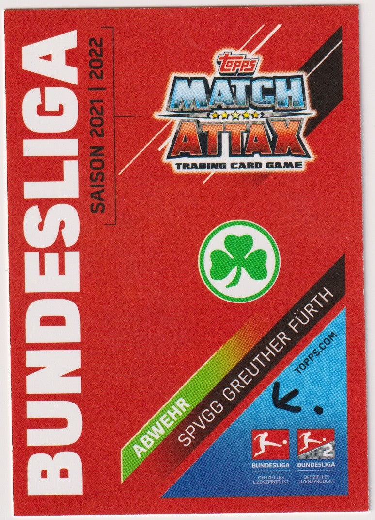 Topps Match Attax 2021-22 Maximilian Bauer On Card Auto SPVGG Greuther Fürth – Bild 2