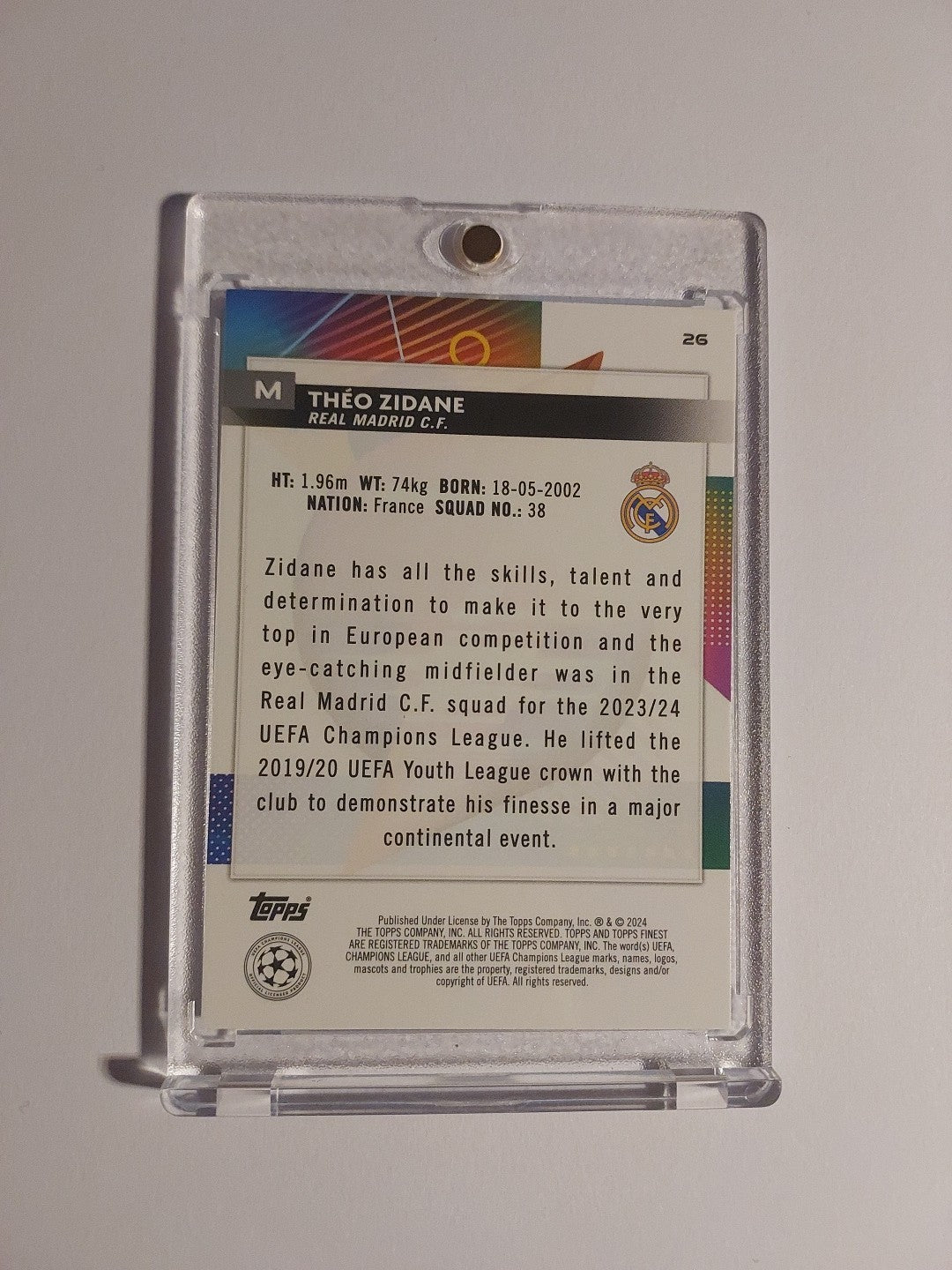 Topps UCC Finest 2023-24 Theo Zidane Real Madrid Numbered 169/299 Parallel – Bild 2