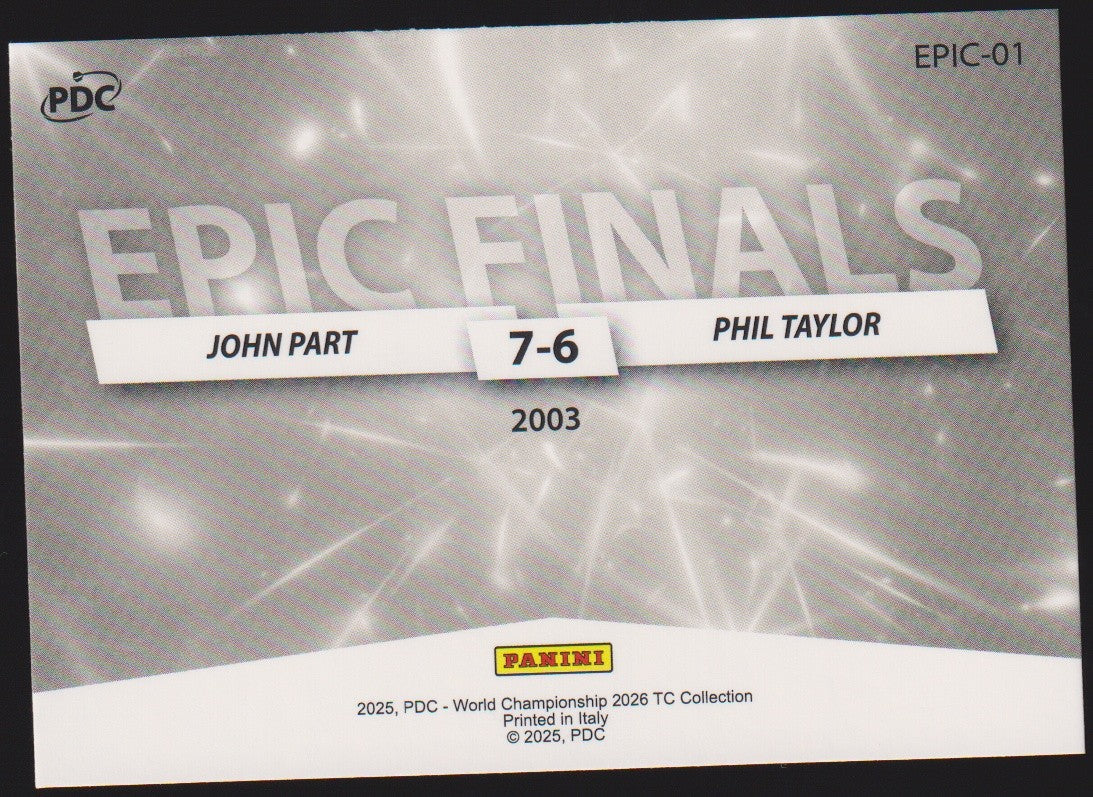 Panini PDC World Championship 2026 John Part & Phil Taylor Refractor Parallel – Bild 2
