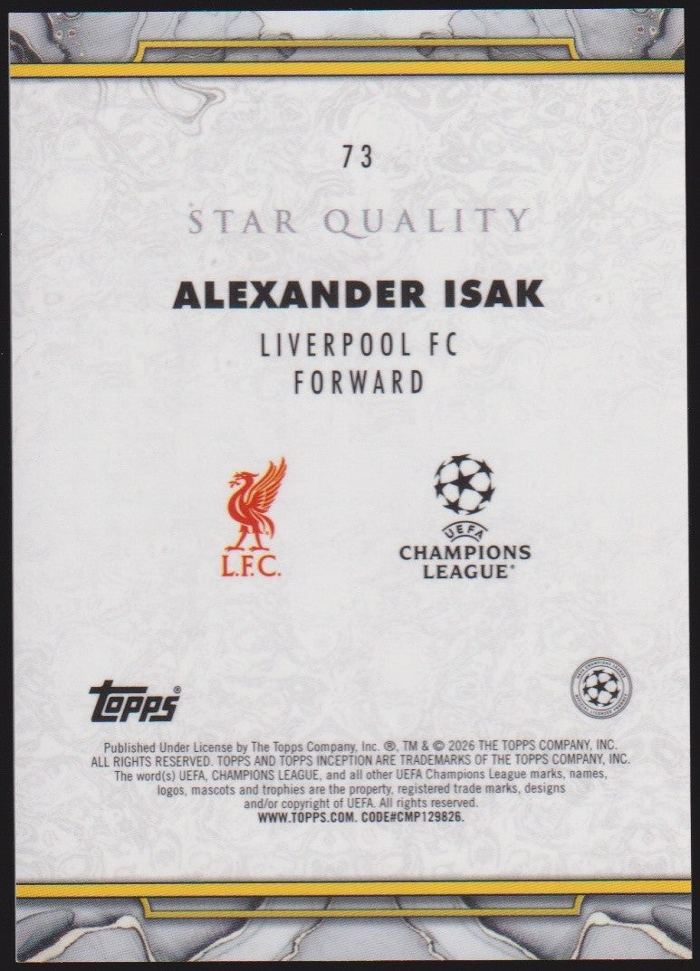 Topps Inception 2025-26 Alexander Isak Liverpool FC Star Quality Parallel Rare – Bild 2