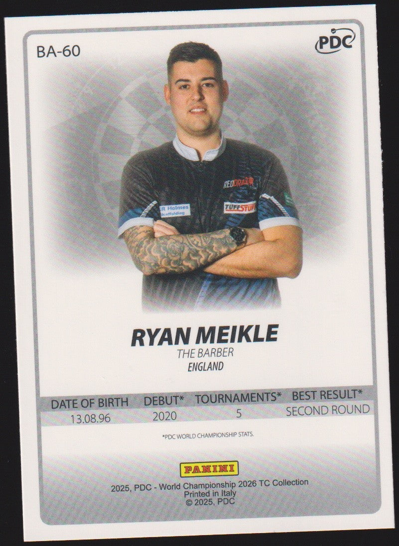 Panini PDC World Championship 2026 Ryan Meikle "The Barber" Refractor Parallel – Bild 2