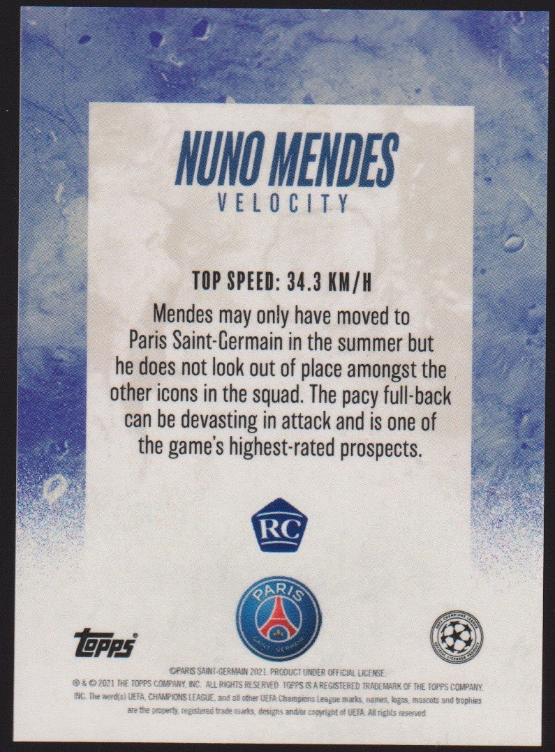 Topps 2020-21 Nuno Mendes Rookie Paris Saint-Germain UEFA Champions League – Bild 2