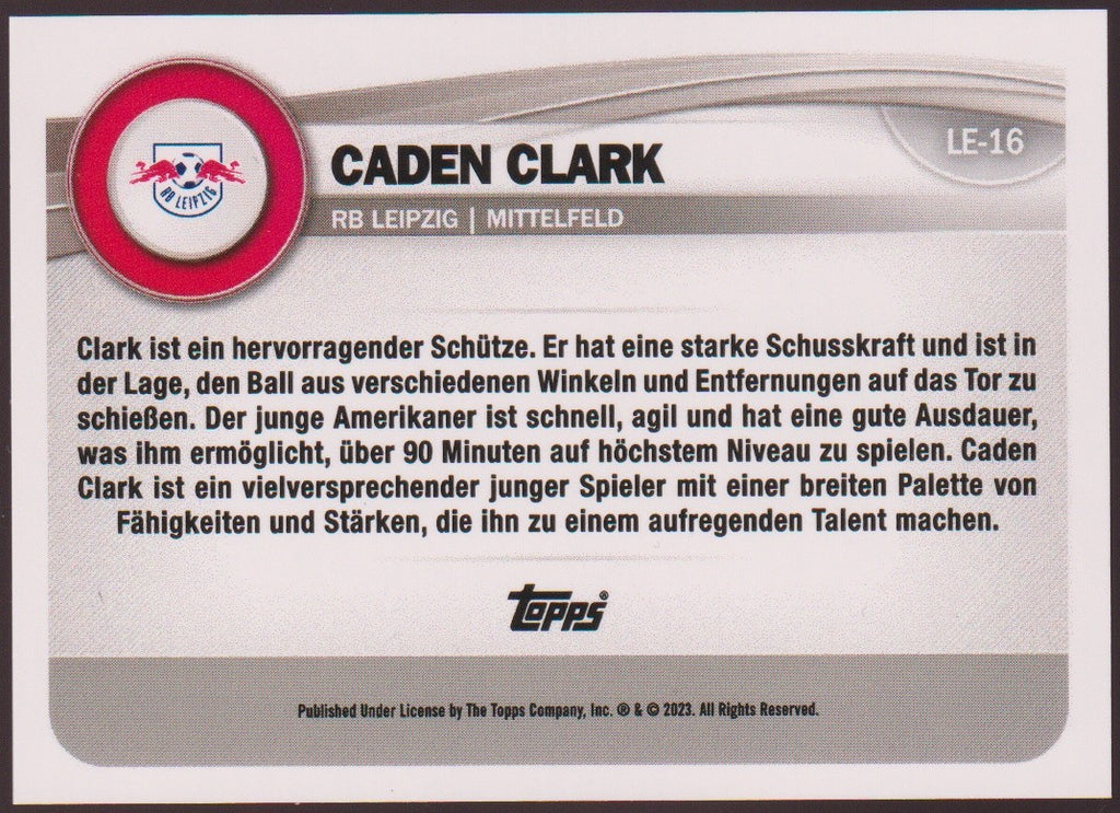 Topps 2022-23 Caden Clark RB Leipzig Parallel 66/99 Refractor – Bild 2