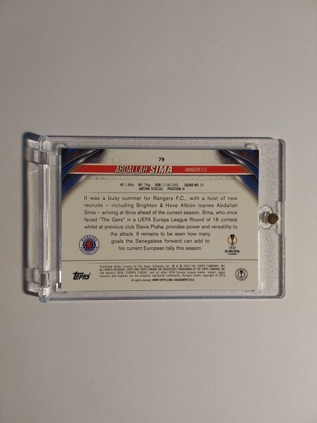Topps UCC Chrome 2024-25 Abdallah Sima Glasgow Rangers Parallel 54/150 Refractor – Bild 2