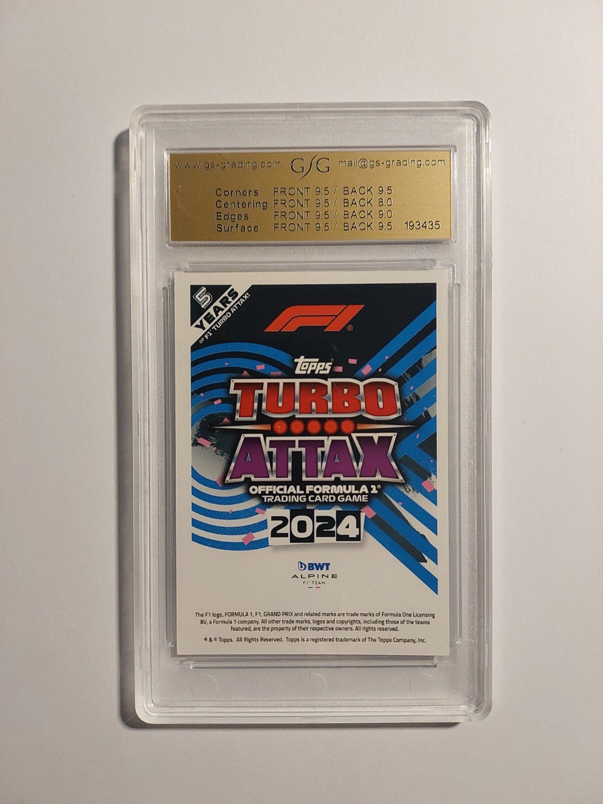 Topps Turbo 2024 Esteban Ocon BWT Alpine GSG 9 = PSA Parallel 55/299 Refractor – Bild 2