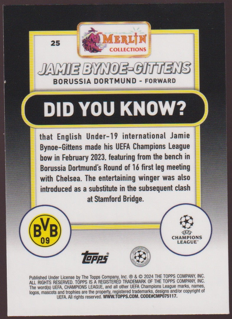 Topps Merlin 2023-24 Jamie Bynoe-Gittens Borussia Dortmund Parallel 145/399 – Bild 2