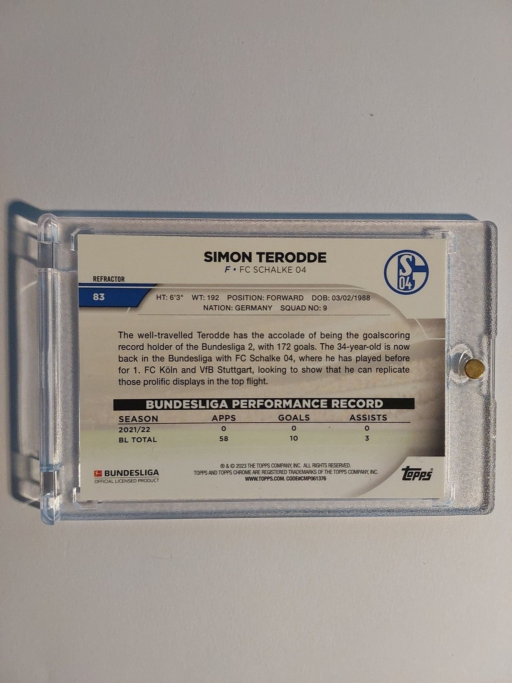 Topps Chrome Bundesliga 2022-23 Simon Terodde Schalke Parallel Refractor Rare – Bild 2