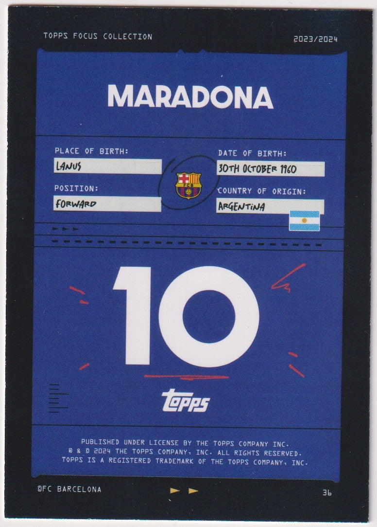 Topps TOPPS FOCUS COLLECTION 2023-24 Maradona FC Barcelona 2023/2024 Parallel – Bild 2