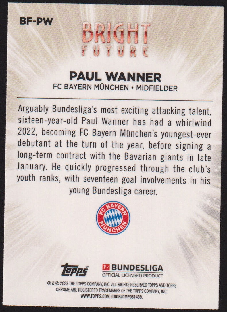 Topps Bright Future 2022-23 Paul Wanner FC Bayern München Parallel Rare – Bild 2
