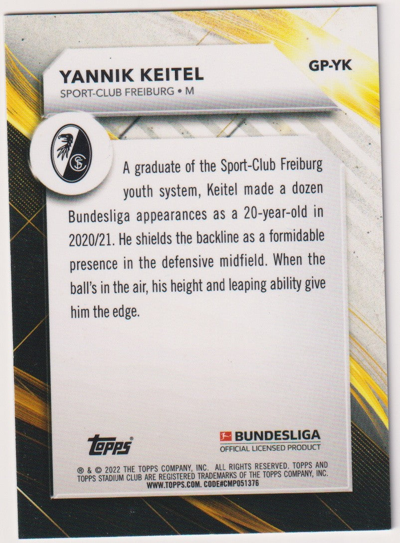 Topps Chrome 2021-22 Yannik Keitel Rookie Sport-Club Freiburg Parallel Refractor – Bild 2
